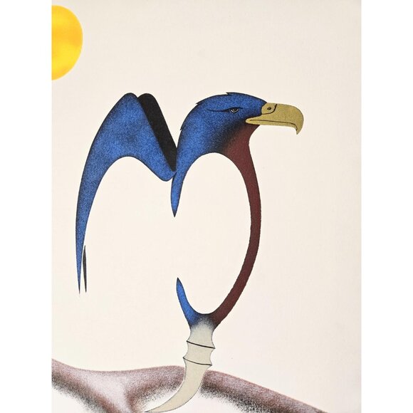 Original Tracy Loyie Cree Indigenous Painting Surrealist Eagle Bird Landscape - Picture 3 of 8